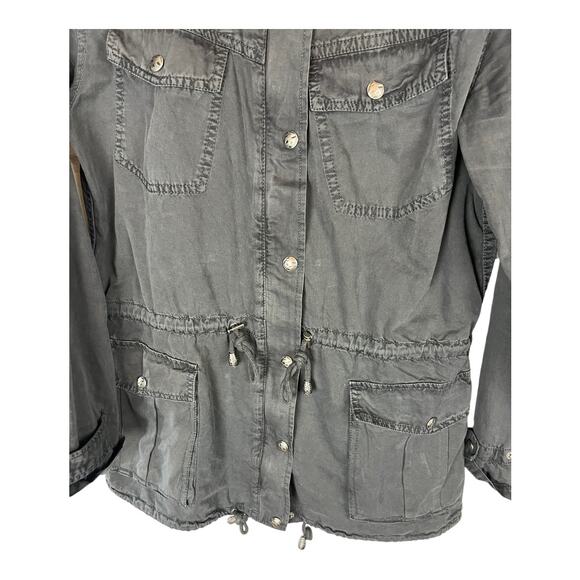 Black Cargo Jacket utility Buffalo David Bitton Cotton Coat Small Womens Pockets - Picture 3 of 8